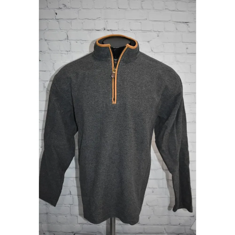 Orvis Charcoal Gray Quarter-Zip Sweater with Tan Elbow Patches